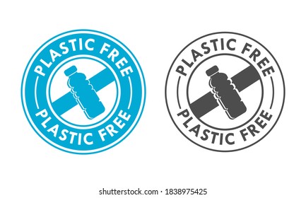 Plastic free logo template illustration. there is bottle. suitable for product label