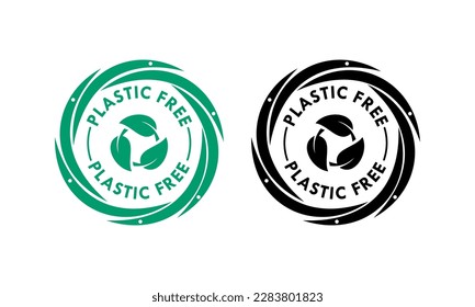 Plastic free logo template illustration. there are leafs. suitable for product label