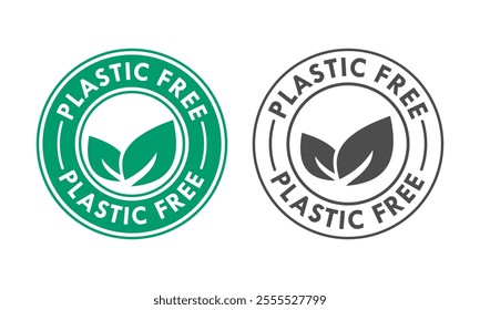 Plastic free logo template illustration. there are leafs. suitable for product label