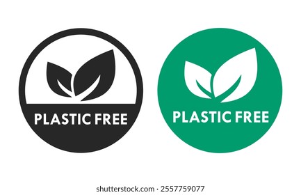 Plastic free logo template illustration. there are leafs. suitable for product label