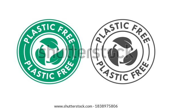 Plastic free logo template illustration.\
there are leafs. suitable for product\
label