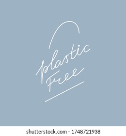 Plastic free logo. Vector stock emblem. Simple line style. Eco friendly lifestyle slogan. Can be used for product signs, labels, stickers, eco posters, packaging. Print for shopper bag. Isolated.