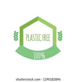 Plastic free organic products stickers, Eco friendly template concept.