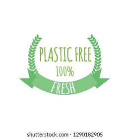Plastic free organic products stickers, Eco friendly template concept.