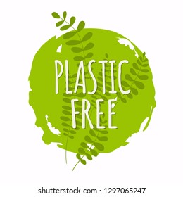 Plastic free organic products stickers. Eco lifestyle. Vector illustration. 