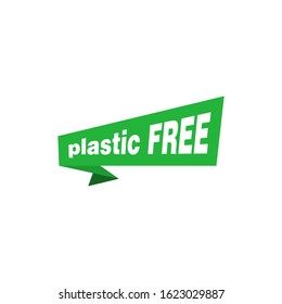 Plastic free origami paper green design sign element. Vector stock illustration.