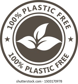 Plastic Free Product Icon - Eco Seal For Non Toxic Pack With Leaves