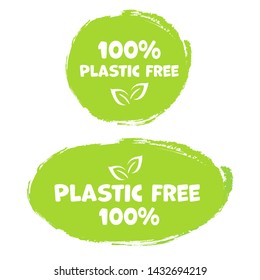 Plastic free product sign labels, stickers vector