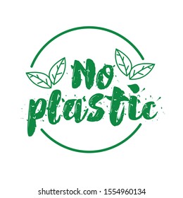 Plastic free product sign for labels, stickers no plastic lettering