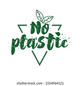 Plastic free product sign for labels, stickers no plastic lettering