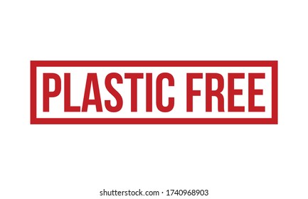 Plastic Free Rubber Stamp. Red Plastic Free Rubber Grunge Stamp Seal Vector Illustration