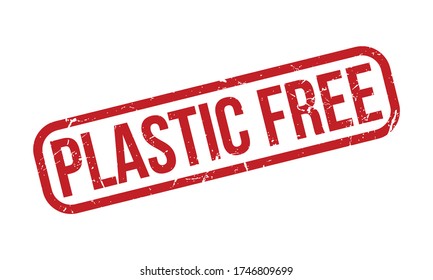Plastic Free Rubber Stamp. Red Plastic Free Rubber Grunge Stamp Seal Vector Illustration