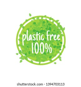 Plastic free sign isolated on white background vector illustration 