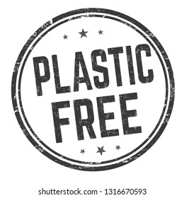 Plastic free sign or stamp on white background, vector illustration