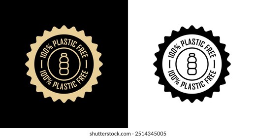 Plastic Free signs, vector sticker for product packaging labeling.