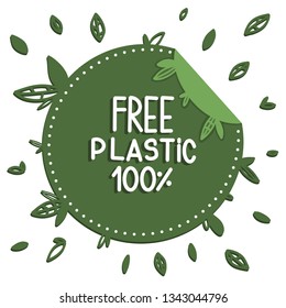 plastic free sticker. floral set. vector illustration.