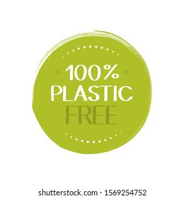 Plastic free sticker. Zero waste, natural, organic products badges. Vector graphic design.