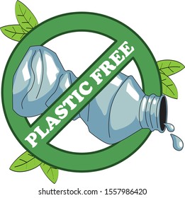 PLASTIC FREE Vector illustration with plastic bottle