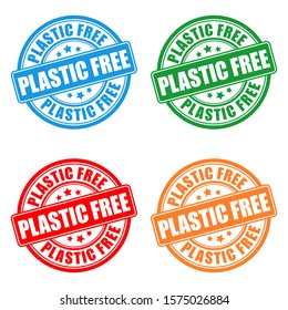 Plastic free vector labels set isolated on white background