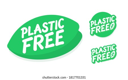 Plastic free. Vector lettering icons set.