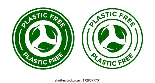 Plastic free vector logo template. This design use leaf symbol. Suitable for badge or label. 