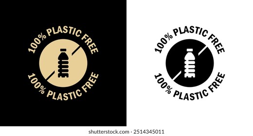 Plastic Free - vector signs for bottle or container. 