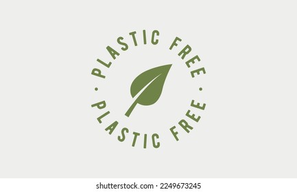 Plastic Free vintage logo template. Eco, Bio product vintage label design. Plastic free label, tag, sticker design for packaging.