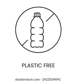 Plastic free water line vector icon with editable stroke for placement on packaging