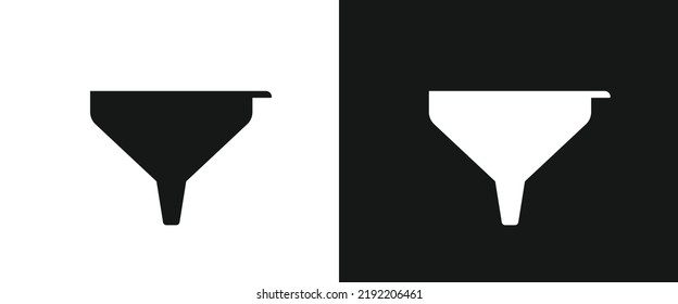 Plastic funnel flat icon for web. Simple kitchen plastic funnel sign web icon silhouette with invert color. Funnel for pouring solid black icon vector design. Kitchen funnel cartoon clipart. Kitchen