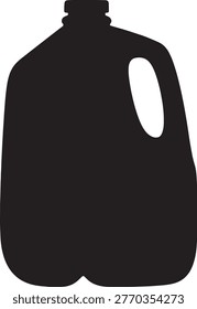 Plastic gallon bottle silhouette vector, water container jug icon, liquid storage can illustration