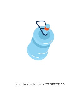 Galón de plástico de agua limpia, ilustración vectorial plana aislada en fondo blanco. Gran botella de agua purificada para beber. Concepto de abastecimiento de agua.