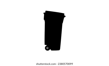 Plastic Garage Trash Can, black isolated silhouette