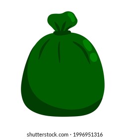 Plastic garbage bag. Flat cartoon illustration isolated on white