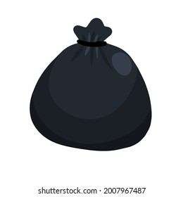 Plastic garbage bag. Flat cartoon illustration isolated on white