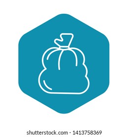 Plastic garbage bag icon. Outline plastic garbage bag vector icon for web design isolated on white background