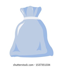 Plastic garbage bag with recycling symbol isolated on white background. Vector illustration