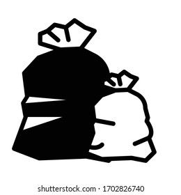 Plastic garbage bags to move vector Icon design, living space cleanliness on white background, Waste Bin bag Concept,