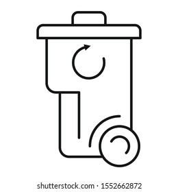 Plastic garbage bin icon. Outline plastic garbage bin vector icon for web design isolated on white background