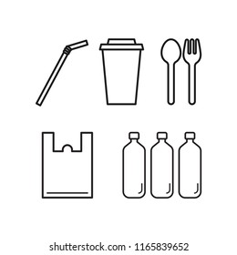 Plastic Garbage Icons. Simple design. Isolate on white background.