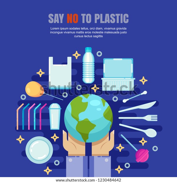 Plastic Garbage Pollution Concept Say No Stock Vector Royalty