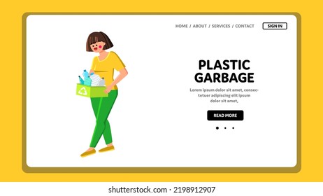 plastic garbage vector. trash environment, nature ocean, sea water, bag environmental, beach bottle, rubbish plastic garbage character. people flat cartoon illustration