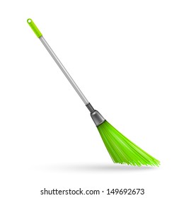 Plastic garden broom. Vector illustration