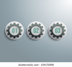 Plastic gears / cogwheels panel / banners for business design, infographics, reports, progress, step presentation,number options, websites or workflow layout. Clean and modern style 