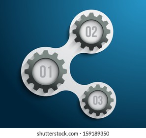 Plastic gears / cogwheels panel / banners for business design, infographics, reports, progress, step presentation,number options, websites or workflow layout. Clean and modern style 