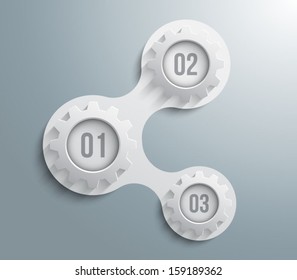 Plastic gears / cogwheels panel / banners for business design, infographics, reports, progress, step presentation,number options, websites or workflow layout. Clean and modern style 
