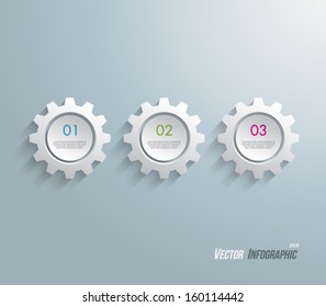 Plastic gears / cogwheels panel / banners for business design, infographics, reports, progress, step presentation,number options, websites or workflow layout. Clean and modern style 
