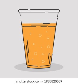 Plastic Glass beer draw drink alcohol liquid enjoy icon - Vector