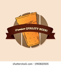 Plastic Glass beer logo drink alcohol liquid enjoy icon - Vector