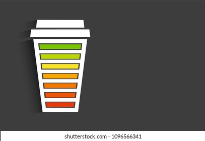 Plastic glass of coffee with an energy scale on the grey background