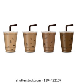 Plastic glass with coffee on a transparent background vector illustration